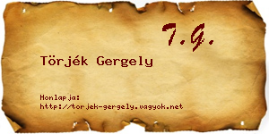 Törjék Gergely névjegykártya